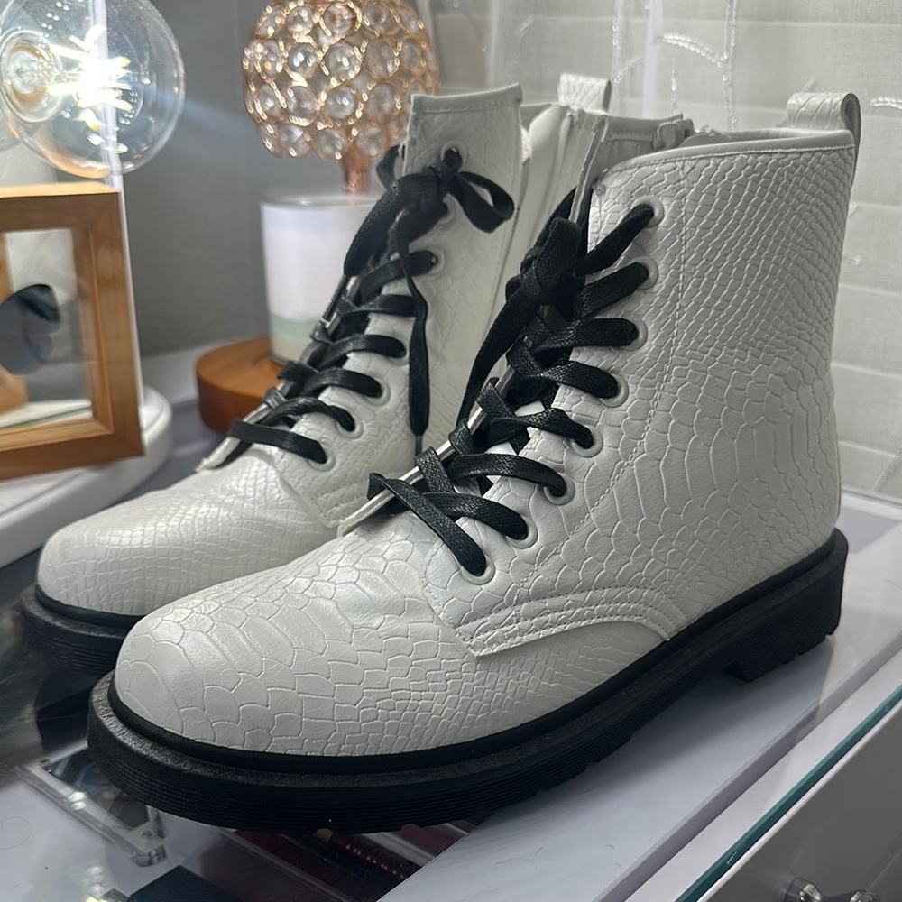 Pierre Dumas Black and White Combat Boots